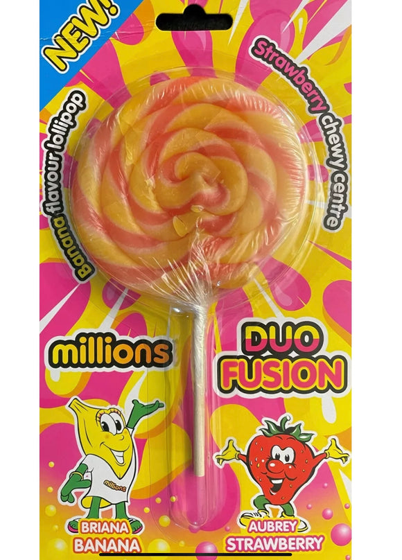 Millions Bubblegum-Strawberry Giant 17 cm Whirl Pop Lollipops Swirl Lollipops