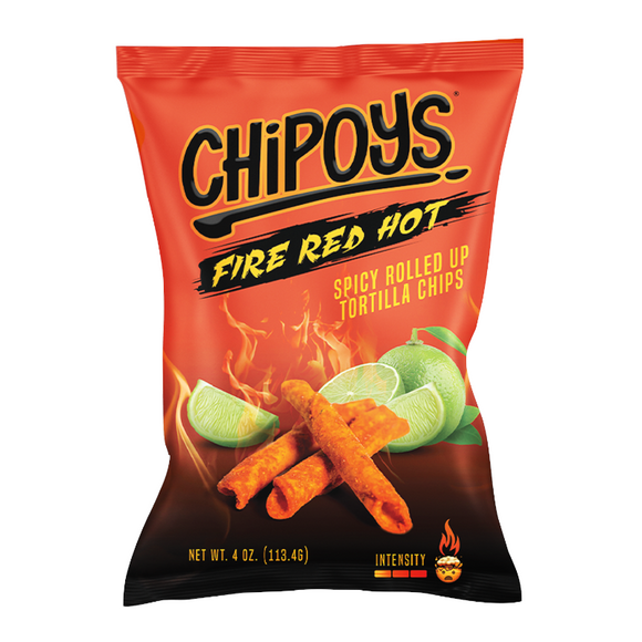 Chipoys Fire Red Hot Rolled Tortilla Corn Chips - 4oz