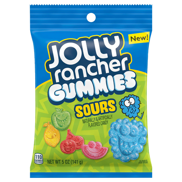 Jolly Rancher Gummies Sours Candy Peg Bag 141g