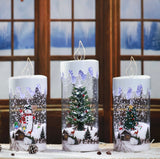 Christmas Snowy LED Circular Moving Around Tree Musical Candle USB